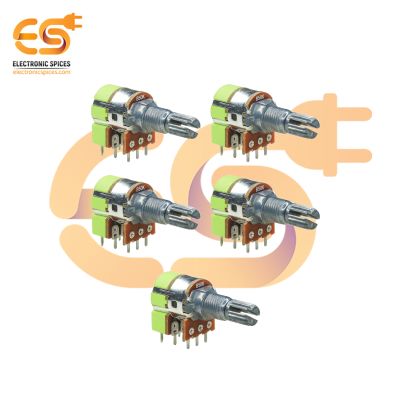 50K Ohm Dual Linear Taper Volume Control Potentiometer Switch 8-pin Pack of 5